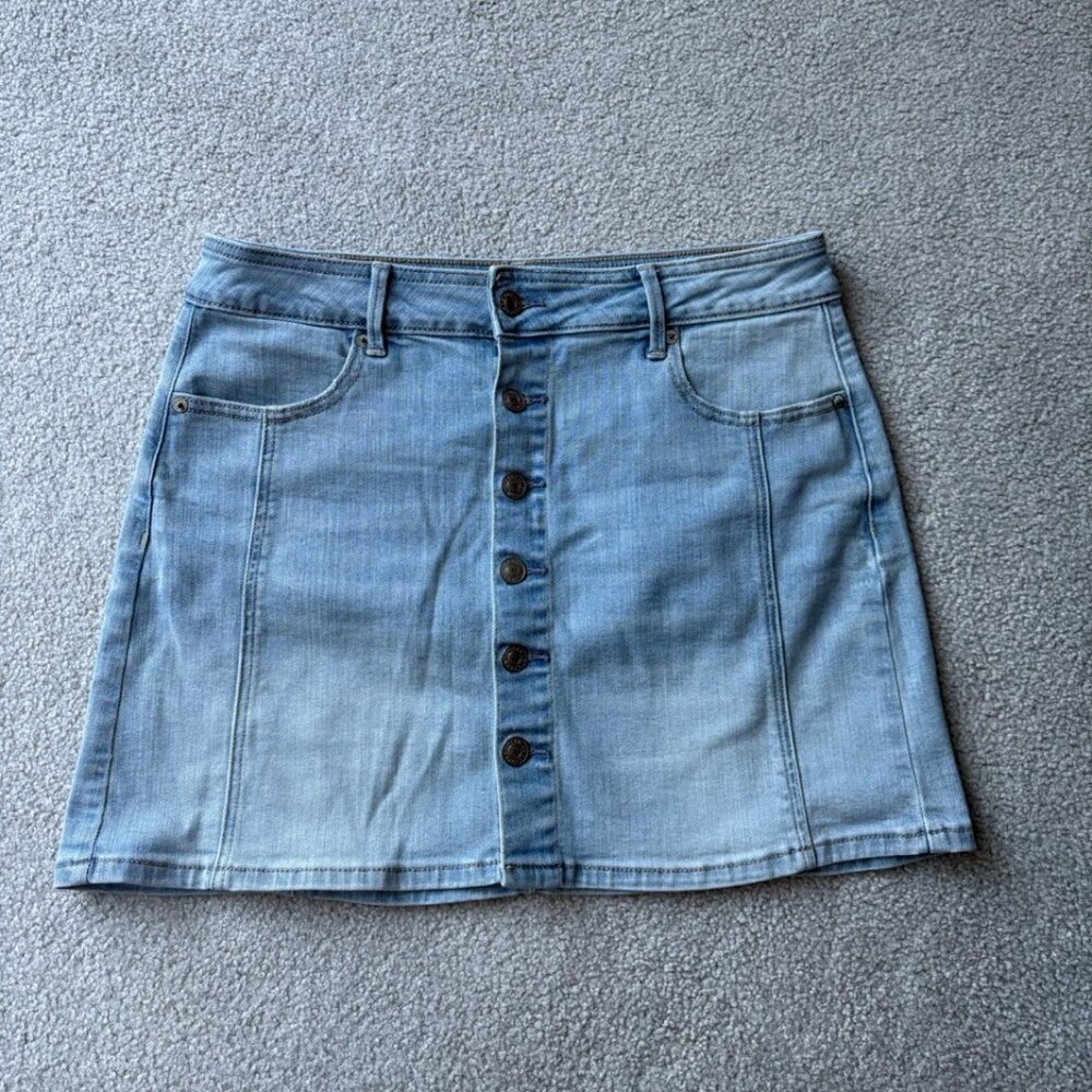 American Eagle - denim mini skirt - high rise a-line, super stretch, size 10 - Picture 1 of 6